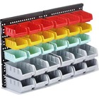 Wall Mounted Storage Bins Parts Rack 4 Colors 30pcs Bin Organizer Garage 