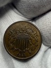 1864 Two Cent Piece 2c Large Motto Us High Grade Strike Through K142