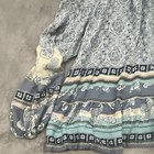 Hippie Boho Women   s L Gray Blue Paisley Square Neck Balloon Sleeve Tie Blouse