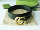 Gucci Belt Gg Classic Golden Buckle Leather Belt Black Size 100