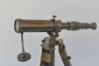 Antique Nautical Vintage Decorative Solid Brass With Wooden Tripod Telescope