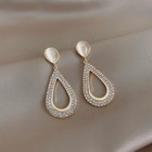 Women 925 Sterling Silver Crystal Earrings Elegant Opal Teardrop Tassel 1807