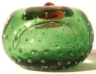 Vintage Green Apple Art Glass Paperweight Controlled Bubble Bullicante Murano 