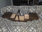 Vintage Wooden Accordion Fold Out Sewing Box Made In Romania Aceptable Condition