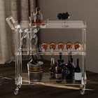 3-tier High-grade Acrylic Bar Cart Kitchen Cart Serving Cart With Wine Rack New-