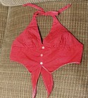 True Vintage 70s Red white Halter Top  Free Size Small  Good Condition
