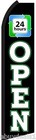 Open 24 Hours Swooper Flag Tall Flutter Feather Vertical Advertising Sign Banner