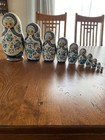 Vintage Antique Author s Russian Nesting Dolls Matryoshka 10pcs Blue