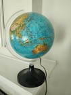 Vtg Rand Mcnally Light-up Lighted Physical Political World Globe Lamp 12  1982