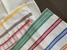 Five Linen Dish Tea Towels 1950s Unused Excellent Condition Multi Color Stripes