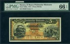 Mexico El Banco Peninsular Mexicano 5 Pesos 1914 P  5465a Pmg Gem Cu66epq Mer   