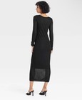 Women Long Sleeve Sheer Maxi Sweater Dress - A New Day Black Xl Nwt