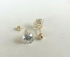 14k Solid Yellow Gold Stud Earrings 4 Carats Lab Simulated Diamonds   8mm