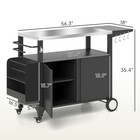 Outdoor Grill Cart Table With Foldable Side Table  Storage   Towel Rack