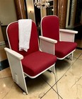 2 Theater Seats  Vintage Red Upholstered Tip-up Cinema Auditorium Seating  A39