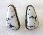 Navajo Virginia Becent White Buffalo Earrings  1  925 Sterling Silver Pierced