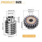 Worm Gear Set 1 5 Module 20 1 Reduction Rate Gear-8mm Id 33mm Od  Rod 12mm Bore