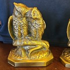 Vintage Cast Brass Owl Couple Love Birds Bookends  Heavy   1950 s  Made In Usa