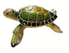 Sea Turtle Figurine 5  Long Textured Polystone Resin Green Boxed Gift
