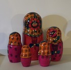 Vtg Matroyska Russian Nesting Dolls 5pc Set Large Hand Painted   10 1 2    Tall 