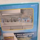 New Sonic 3pc Bathroom Accessory Set Toothbrush Cup soap Pump storage Bin