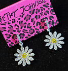 Sparkling Daisy Yellow Flower Yellow Rhinestone Betsey Johnson Dangle Earrings