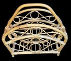 Vintage Mid-century Modern Magazine Rack Rattan Bent Wood Bamboo Book Holder 17   