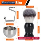 3 In 1 Shaving Brush Set With Stand Bowl Synthetic Badger Hair