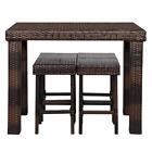 5 Piece Garden Dining Set Patio Bar Table Chair Stool Rattan Furniture Outdoor