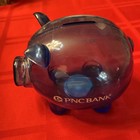 Vintage Pnc Bank Blue Plastic Pig Piggy Coin Bank Advertising Collectible
