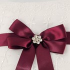 Wedding Ring Bearer Pillow Cushion Burgundy Ribbon White Lace Detail Glam Luxe