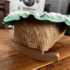 Toy Baby Doll Cradle Crib Wood Wicker Rocking With Lining  doesn   t Fit Well  Vtg