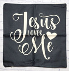 Religious Pillow Covers 18x18 Jesus Loves Me Faith Set Of 2 Black And White New