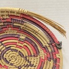 Vintage Southwest Straw Coil Tray Basket Bowl Pastel Colors 10in Round