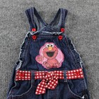 Elmo Romper Girl 3t Overalls Denim Red Gingham Bow Toddler Jumper Cute Vintage