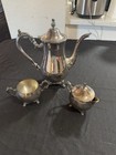 Vintage Oneida Usa Silver Plate Coffee Or Tea Pot 10     Creamer And Sugar Bowl
