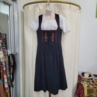 Vintage German Muchnen Dirndl Oktoberfest Dress Black With Embroidery Women s 42