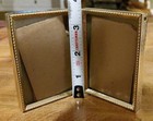 Vintage Double Picture Frame Ornate Gold Tone Metal Hinged 2 5x3 5 Inch Classic