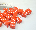 Set Of 24 Six Sided Vintage Square Opaque 10mm D6 Dice - Red With White Pip Die