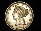1893 Gold United States  5 Dollar Liberty Head Half Eagle Coin Philadelphia Mint