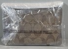 Coach-signature Pvc Leather-zip Wristlet  Light Khaki  Rose Gold  f58035  New