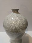 Vtg Large 14 5  Chinese Crackle Glaze Porcelain Vase Crackleware W makers Mark 