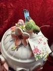 Corner Ruby Botanical Collection Gorgeous Large 3d Canister  Lilies Floral Birds