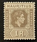 Travelstamps  1938 Mauritius Stamps Scott  219 - 1r Kgvi  Mint Mogh