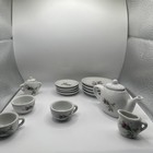 Vintage Miniature  16 Pc  Porcelain Tea Set Rose Pre Owned