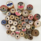 40 Vintage Wood Thread Spools Lot Coats Clark Talon Star Hall Sewing Spools