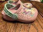 Kids Crocs Fun Lab Size 8 Girls Shoes Sparkly Unicorn  pink And Green  Vg Cond