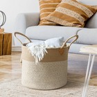 Chicvita Large Wicker Jute Woven Storage Basket With Handles  White 14  X 14  X