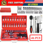 46 Pcs Socket Wrench Set 1 4  Drive Ratchet Metric Kit Garage Car Repair Tool Us