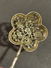 Pair Antique Luen Wo Chinese Export Sterling Silver Floral Slotted Serving Spoon